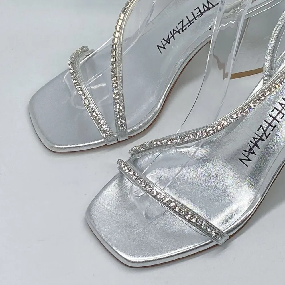 Stuart Weitzman Embellished Metallic Leather Sandals size 6